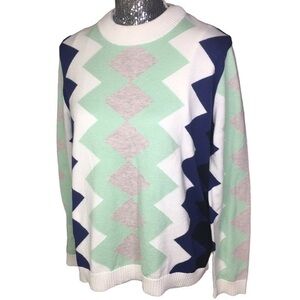 New Alashan argyle Cashmere Cotton blend sweater Large